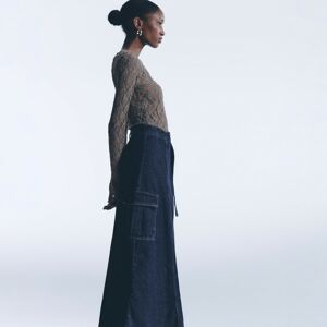 Reserved - Džínsová sukňa s vreckami - Tmavomodrá