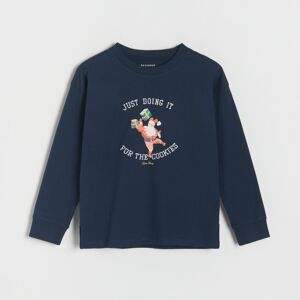 Reserved - Oversize tričko s dlhými rukávmi a vianočným motívom - Modrá