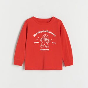 Reserved - Vianočné tričko s dlhými rukávmi a aplikáciou - Červená