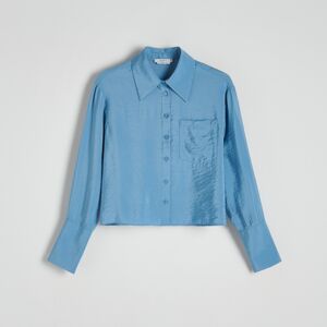 Reserved - Košeľa z lesklého materiálu - Modrá