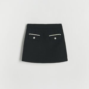 Reserved - Tvídová sukňa s aplikáciami - Čierna