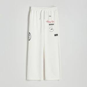 Reserved - Teplákové nohavice s potlačou - Biela