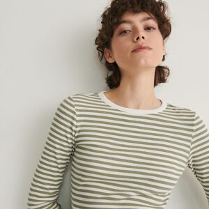 Reserved - Bavlnené tričko s dlhými rukávmi - Khaki