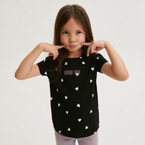 Reserved - Bavlnené tričko so vzorom s motívom srdiečok - Čierna