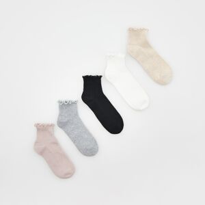 Reserved - Súprava 5 párov bavlnených ponožiek s volánovým lemom - Ružová