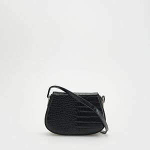 Reserved - Klasická kabelka z imitácie krokodílej kože - Čierna