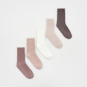 Reserved - Súprava 5 párov bavlnených ponožiek - Ružová