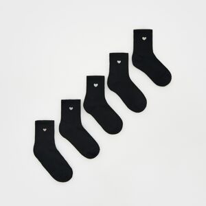 Reserved - Súprava 5 párov bavlnených ponožiek - Čierna