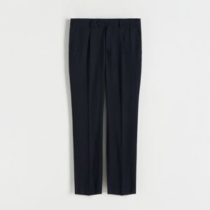 Reserved - Slim trousers with pressed crease - Tmavomodrá