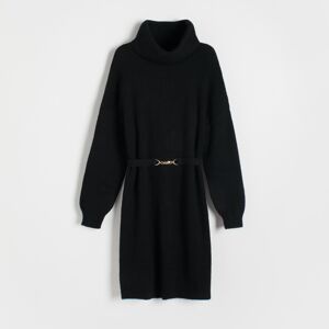 Reserved - Úpletové šaty s opaskom - Čierna