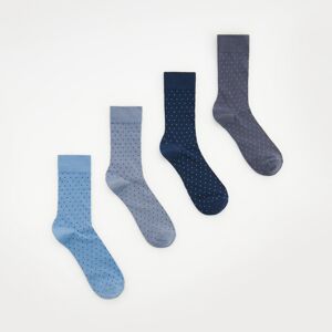 Reserved - Súprava 4 párov vzorovaných ponožiek - Modrá
