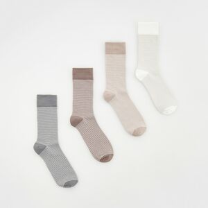 Reserved - Súprava 4 párov vzorovaných ponožiek - Krémová
