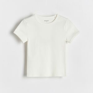 Reserved - Bavlnené prúžkované tričko - Krémová