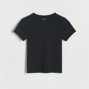 Reserved - Bavlnené prúžkované tričko - Čierna