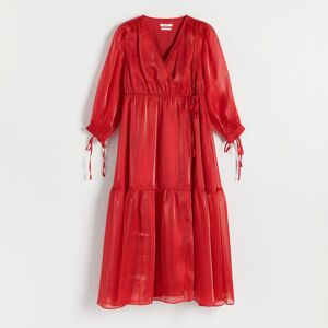 Reserved - Prekladané šaty s viazaním - Červená