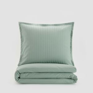 Reserved - Saténová posteľná súprava so žakárovými pásikmi - Zelená