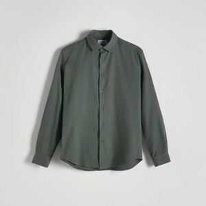 Reserved - Pásikavá košeľa regular fit - Khaki