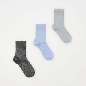 Reserved - Súprava 3 párov ponožiek s prímesou metalických nití - Modrá