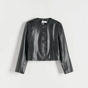 Reserved - Motorkárska bunda z umelej kože - Čierna