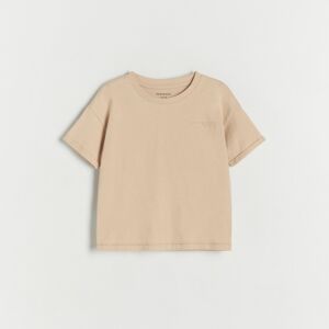 Reserved - Oversize tričko s nápismi - Béžová