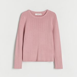 Reserved - Prúžkovaný pletený sveter - Ružová