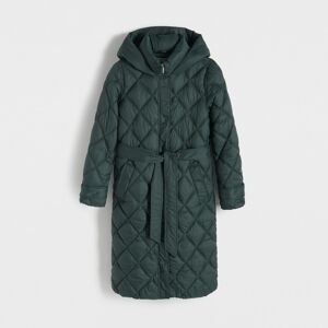 Reserved - Prešívaný kabát so zaväzovacím opaskom - Zelená
