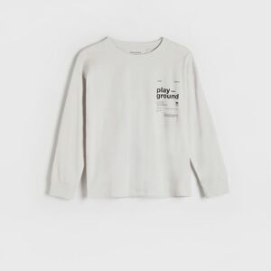 Reserved - Oversize tričko s dlhými rukávmi a potlačou - Svetlošedá