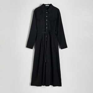 Reserved - Košeľové šaty z lyocellu - Čierna