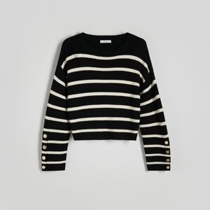 Reserved - Pásikavý sveter - Čierna