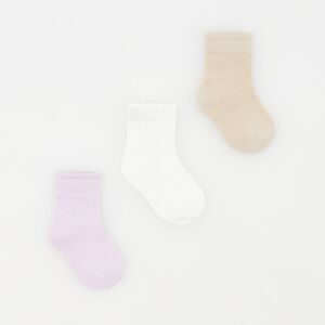 Reserved - Súprava 3 párov bavlnených ponožiek - Purpurová