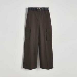 Reserved - Široké nohavice s opaskom - Hnědá