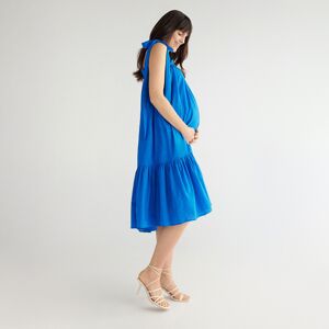 Reserved - Bavlnené šaty s volánovým lemom - Modrá