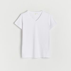 Reserved - Tričko s véčkovým výstrihom - Biela