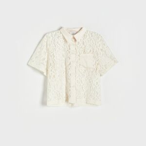 Reserved - Čipkovaná košeľa z organickej bavlny - Krémová