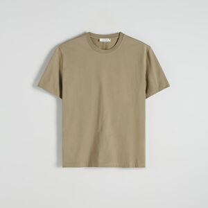 Reserved - Bavlnené tričko regular fit - Khaki