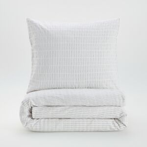 Reserved - Bavlnená posteľná súprava so žakárovými pásikmi - Krémová