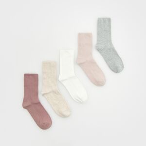 Reserved - Súprava 5 párov ponožiek - Krémová