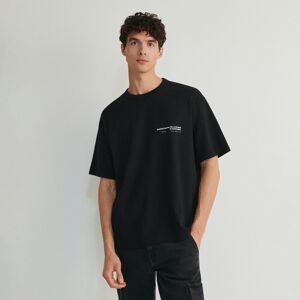 Reserved - Oversize tričko s vyvýšenou potlačou - Čierna