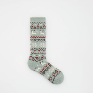 Reserved - Ponožky s vianočným motívom - Zelená