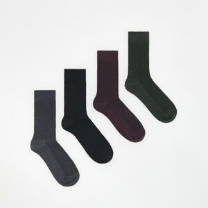 Reserved - Súprava 4 párov ponožiek z vrúbkovaného úpletu - Šedá