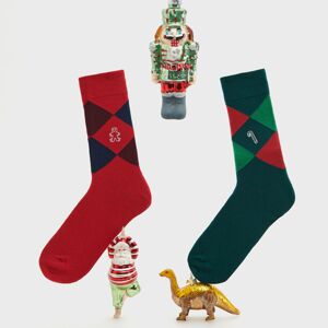 Reserved - Súprava 2 párov vzorovaných ponožiek - Khaki