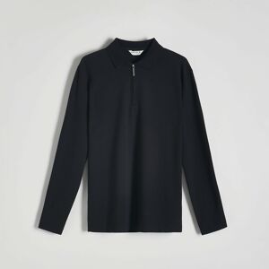 Reserved - Tričko polo s dlhými rukávmi comfort fit - Čierna