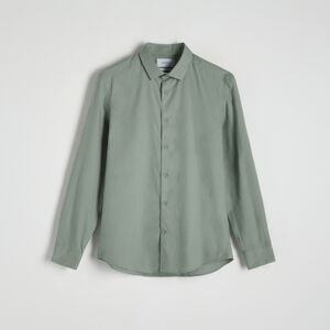 Reserved - Bavlnená košeľa klasického strihu - Khaki