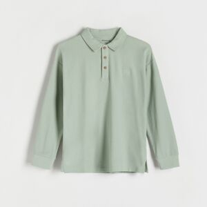 Reserved - Oversize tričko polo s dlhými rukávmi - Zelená