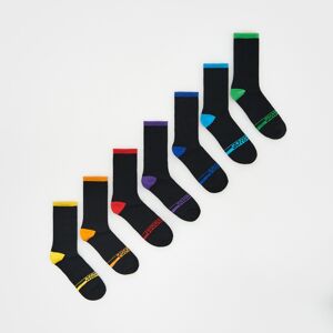 Reserved - Súprava 7 párov bavlnených ponožiek - Čierna
