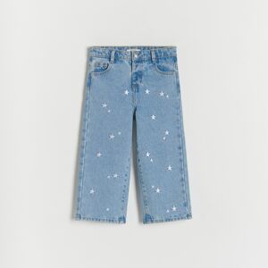 Reserved - Straight džínsy s vyšívanými detailmi - Modrá