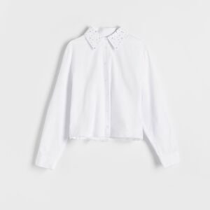 Reserved - Košeľa s ozdobným golierikom - Biela
