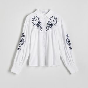 Reserved - Košeľa s vyšívanými detailmi - Biela