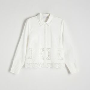 Reserved - Bavlnená košeľa s vyšívanými detailmi - Krémová