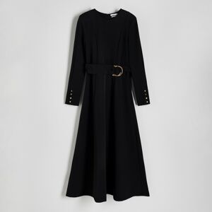 Reserved - Šaty s opaskom v páse - Čierna